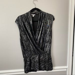 Like new cache silver and black top